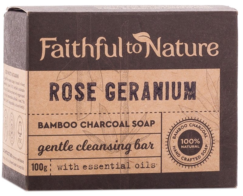 Faithful To Nature - Rose Geranium Charcoal Soap (100g)