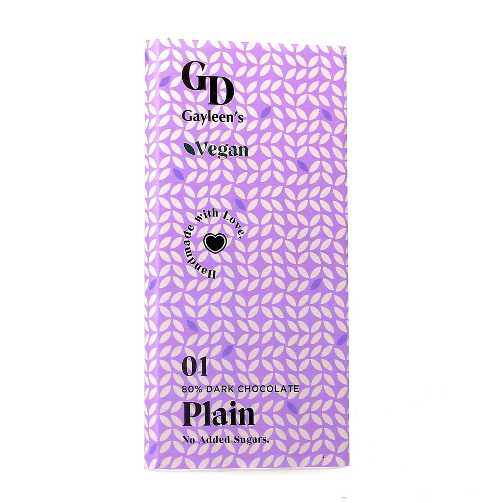 Gayleen's Decadence - Vegan & Sugar Free Plain Chocolate Slab (100g)